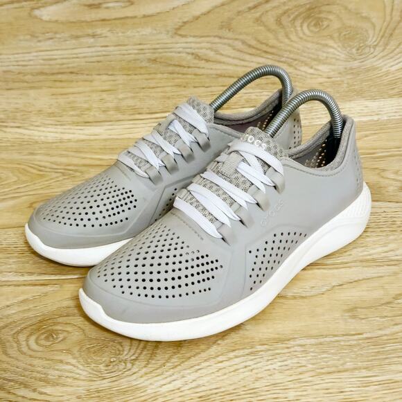 Crocs LiteRide Pacer Gray Mesh Lace Up Breathable Sneakers Shoes Women's… - Picture 1 of 10